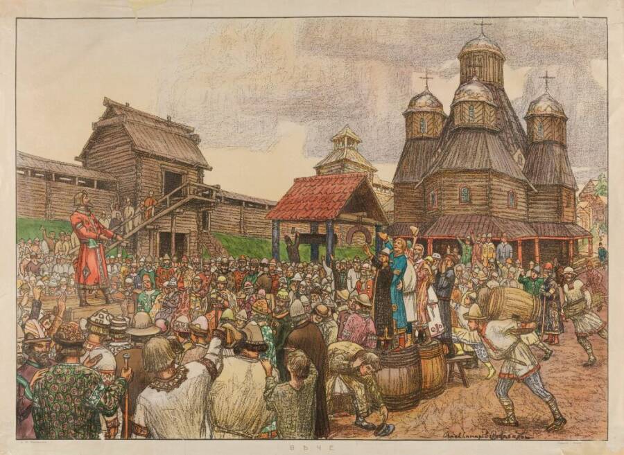 А. М. Васнецов «Вече», 1908-1909 гг. Из собрания Третьяковской галереи