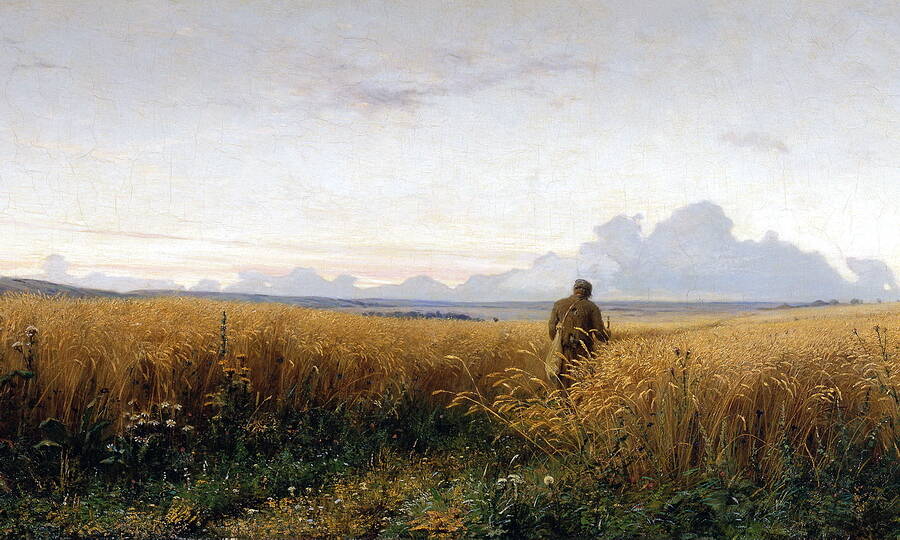 «Дорога во ржи» («К ночи») (фрагмент). Художник Г.Г. Мясоедов, 1881 год. 