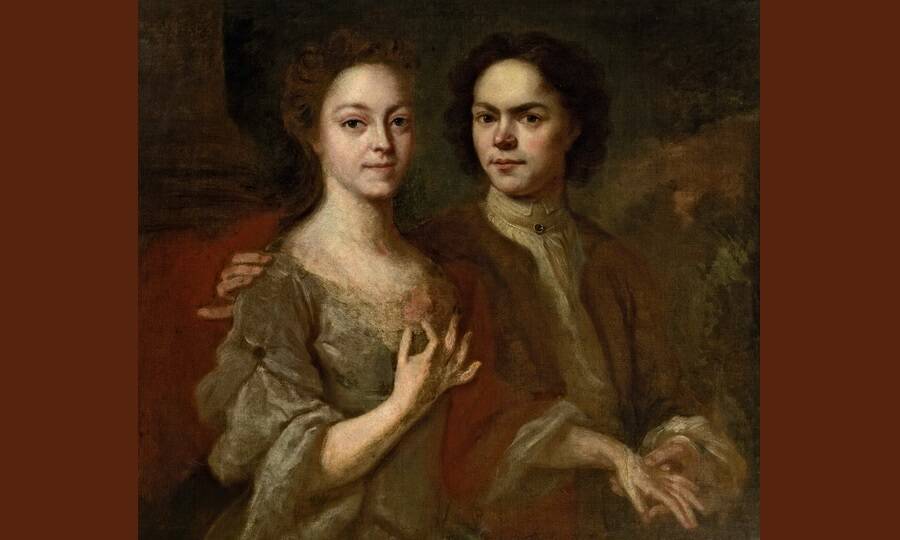«Автопортрет с женой». Художник А.М. Матвеев, 1729 год.