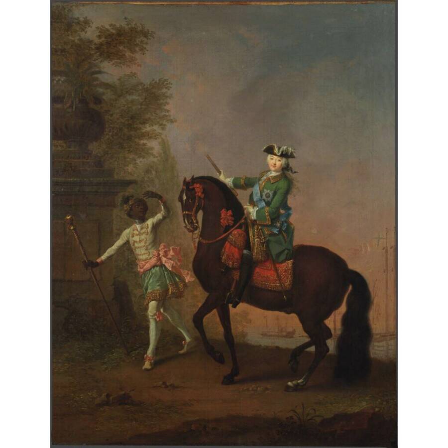 Гроот Георг Христоф (Кристоф). Портрет Елизаветы Петровны на коне с арапчонком, 1743 году. Из собрания Третьяковской галереи