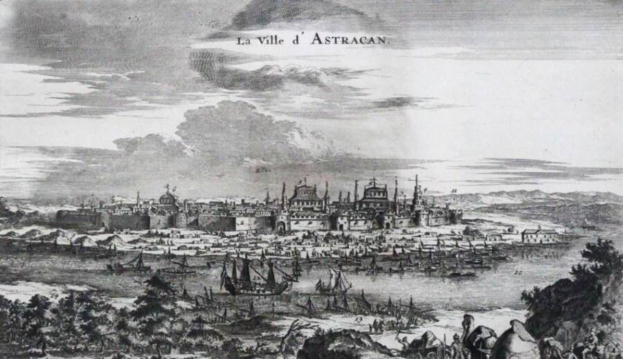  Гравюра с изображением Астрахани, где находился «Орёл».