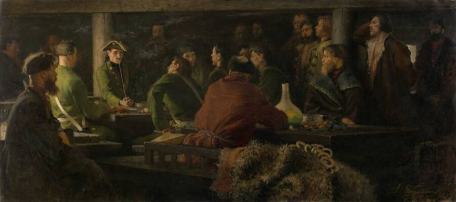 А.П. Рябушкин «Потешные Петра I в кружале», 1892 год. Из собрания Третьяковской галереи