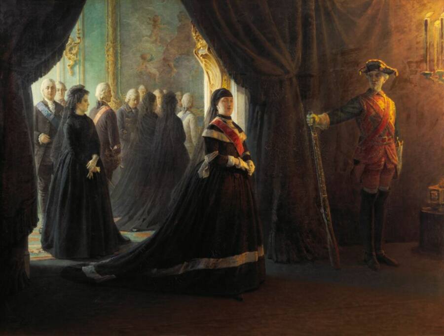 Н.Н. Ге «Екатерина II у гроба императрицы Елизаветы», 1874 год. Из собрания Третьяковской галереи