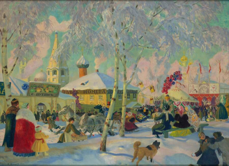 Б.М. Кустодиев «Гулянье», 1922 год. Из собрания Третьяковской галереи