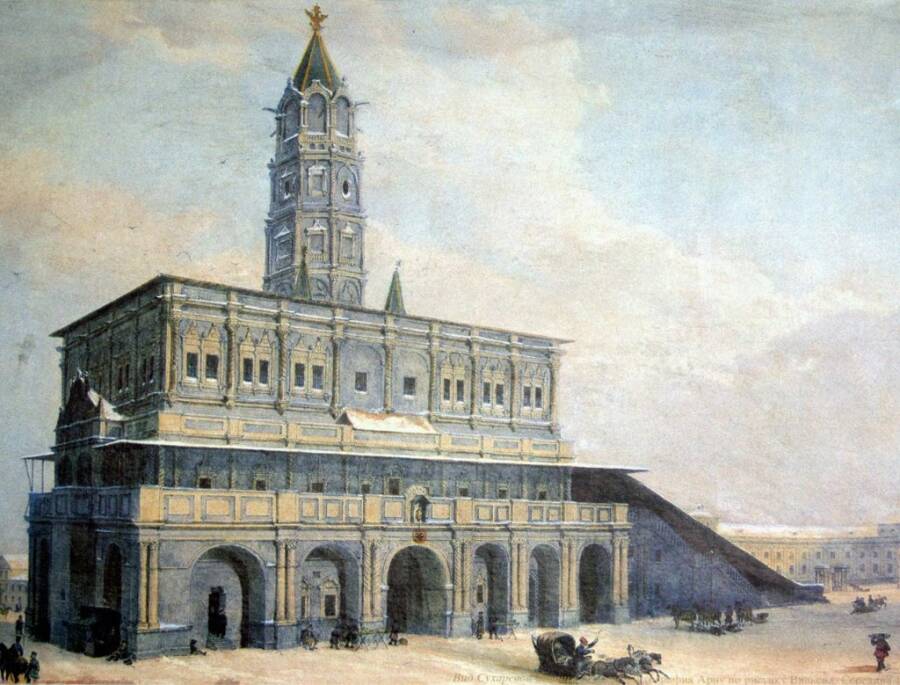 Ж-Б. Арну. Сухарева башня, картина 1840—1850-х годов