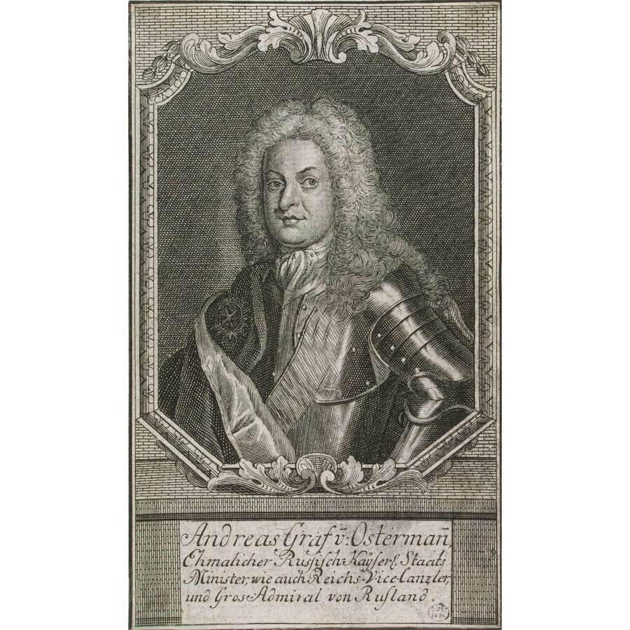 Портрет графа А. И. Остермана (Генрих Иоганн Фридрих Остерма́н; 1687-1747) (в латах). 1740-1741 гг.