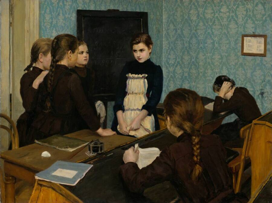 Э.Я. Шанкс «Новенькая в школе», 1892 год. Из собрания Третьяковской галереи