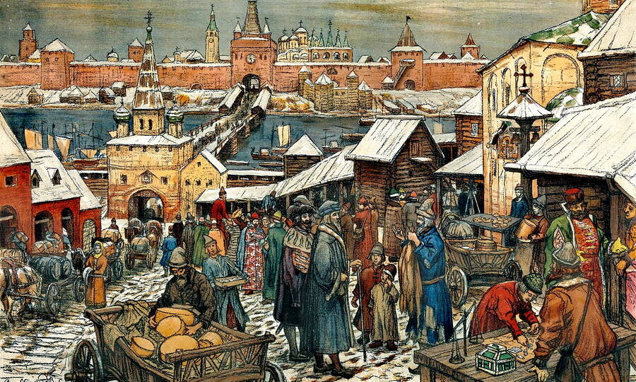 «Новгородский торг XVII века». Художник А.М. Васнецов, 1908–1909 гг. 