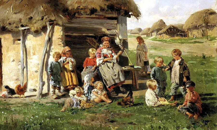 «Крестьянские дети» (фрагмент). Художник В.Е. Маковский, 1890 год. 