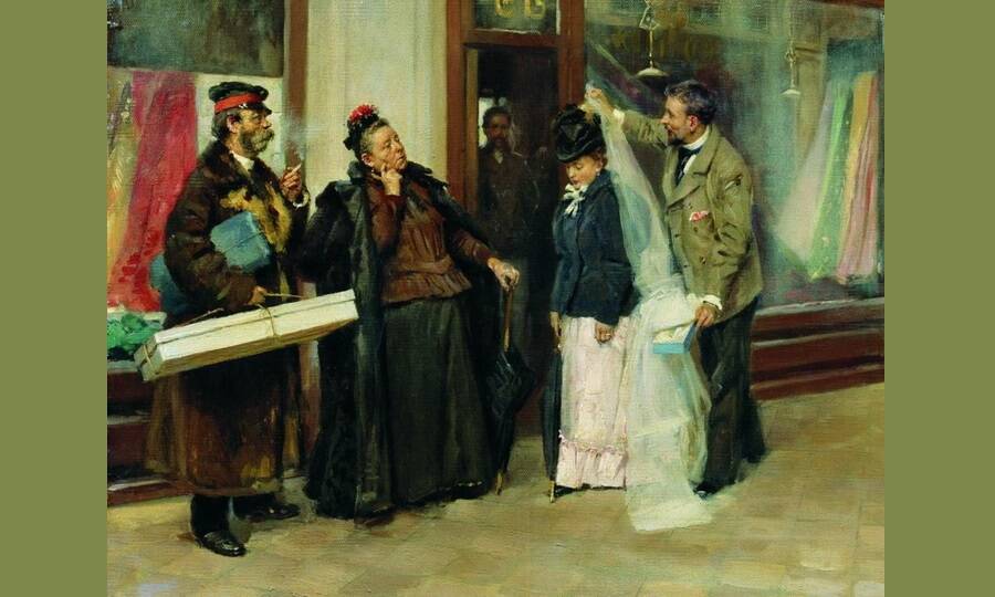 «Выбор приданого» (фрагмент). Художник В.Е. Маковский, 1898 год. 