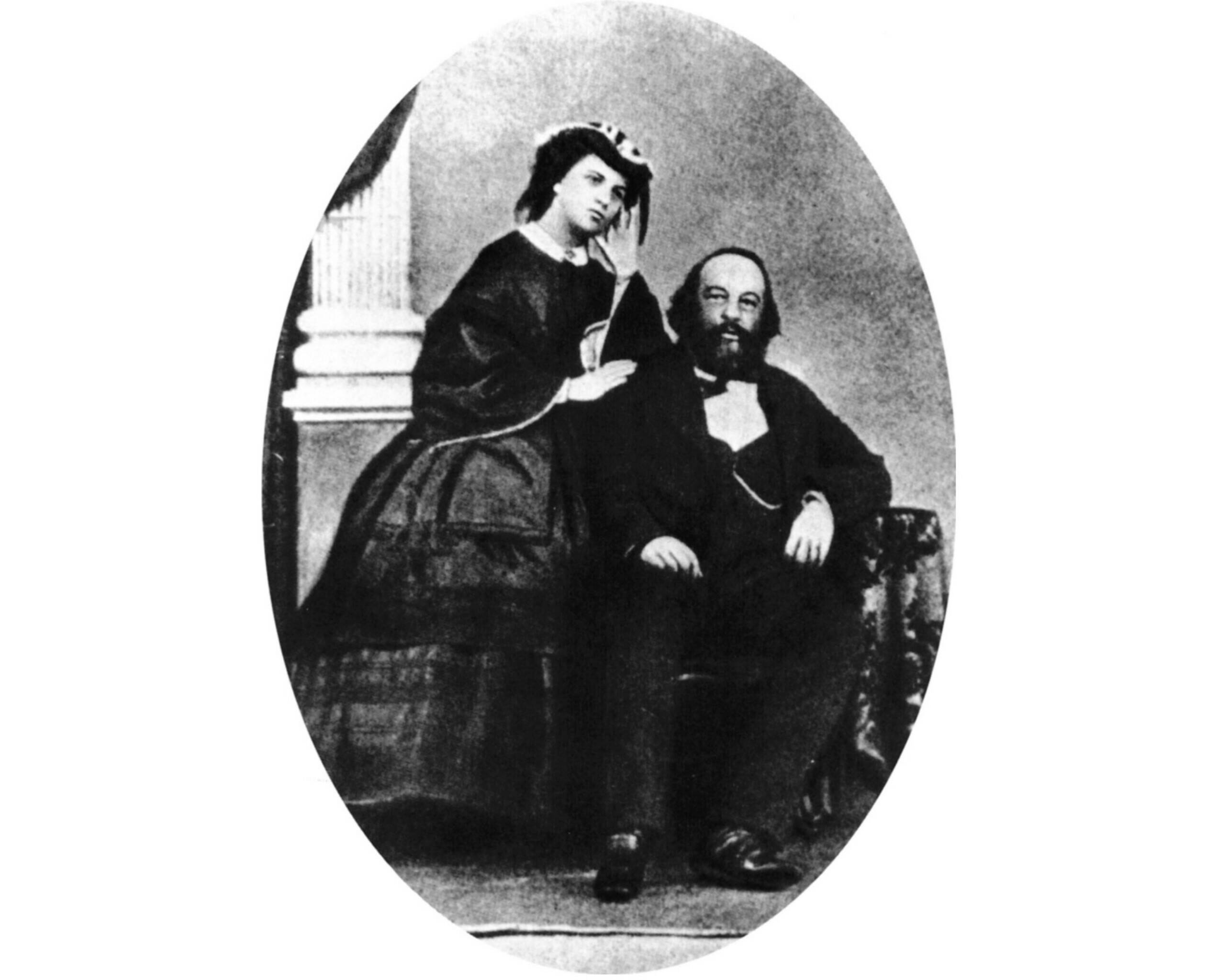 Михаил Бакунин и его жена Антонина Квятковская, 1861 год.