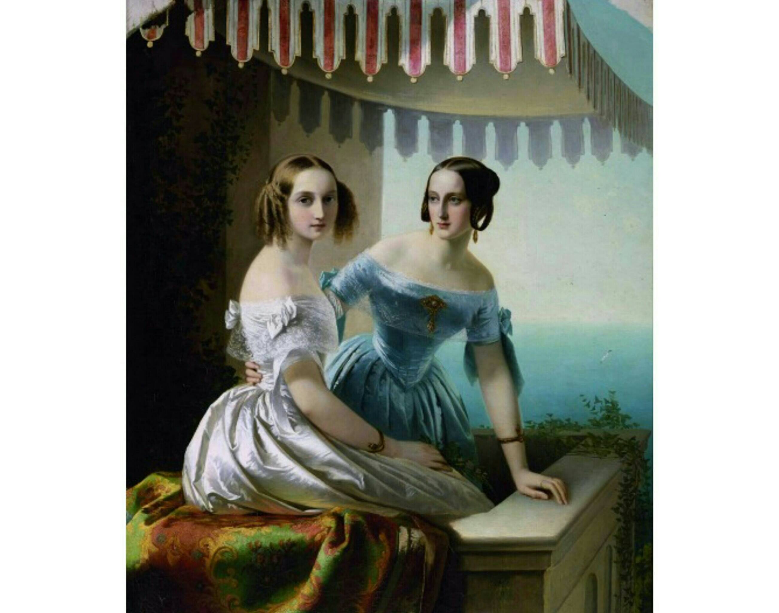 Т.А. Нефф. Портрет великих княжон Марии Николаевны (справа) и Ольги Николаевны (слева), 1838 год. © Государственный Русский музей