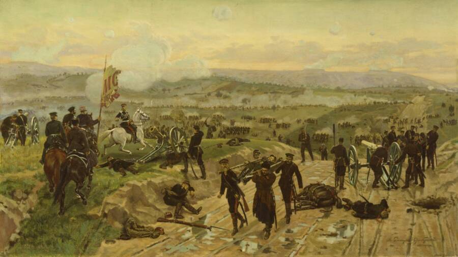  Н.Д. Дмитриев-Оренбургский «Бой под Плевной 27 августа 1877 года», 1883 год.