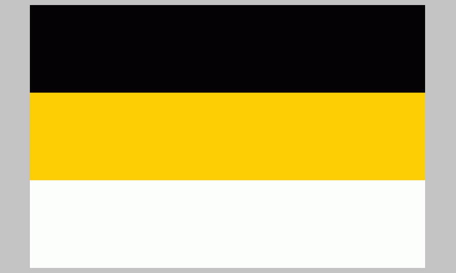 Чёрно-жёлто-белый официальный флаг Российской империи с 1858 по 1896 гг.
