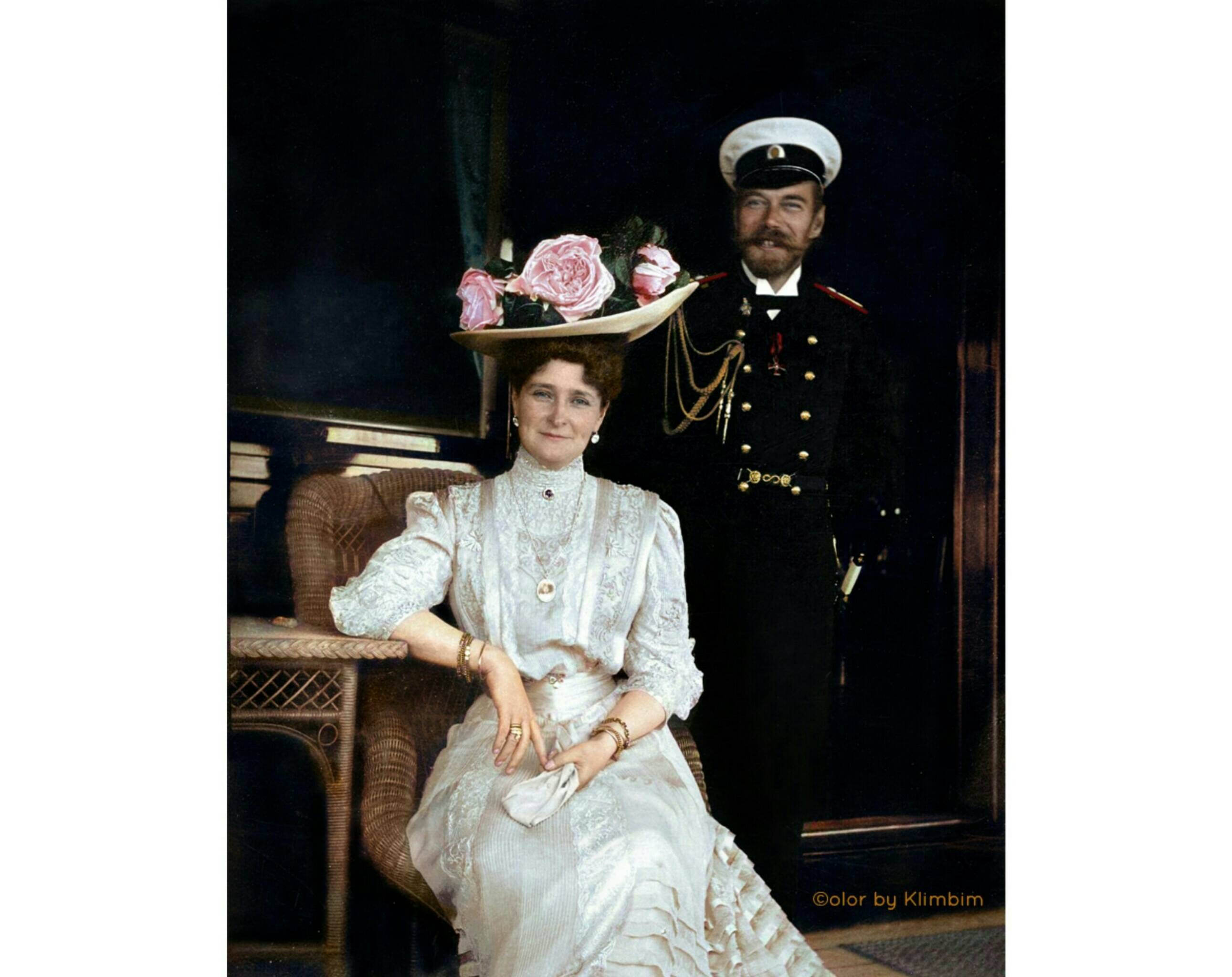 Николай II и Александра Фёдоровна, 1908 год. Фото: Color by Klimbim 0.2