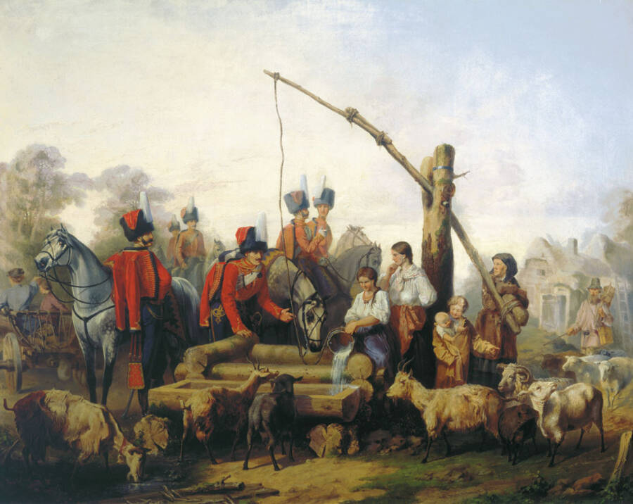 «Лейб­гусары у водопоя», 1853 год.