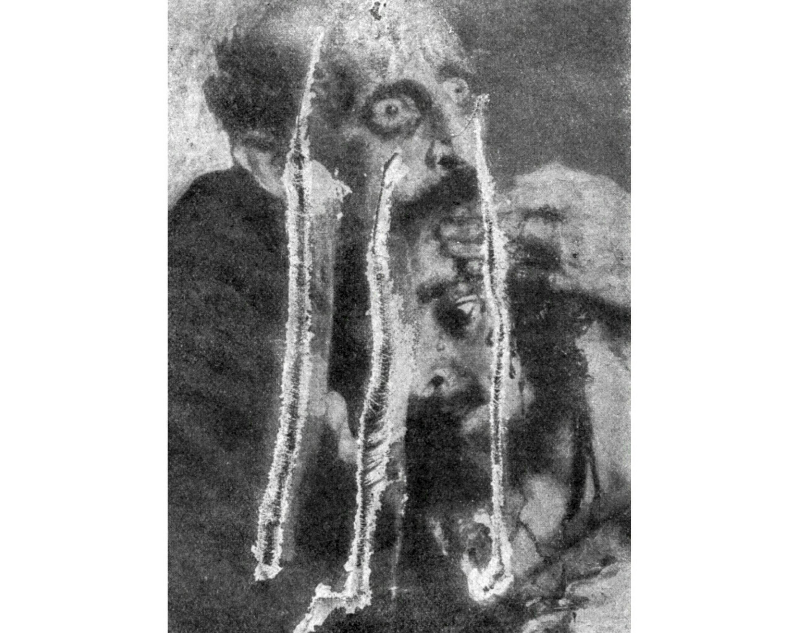 Фрагмент картины И.Е. Репина, поврежденный в 1913 году Абрамом Балашовым