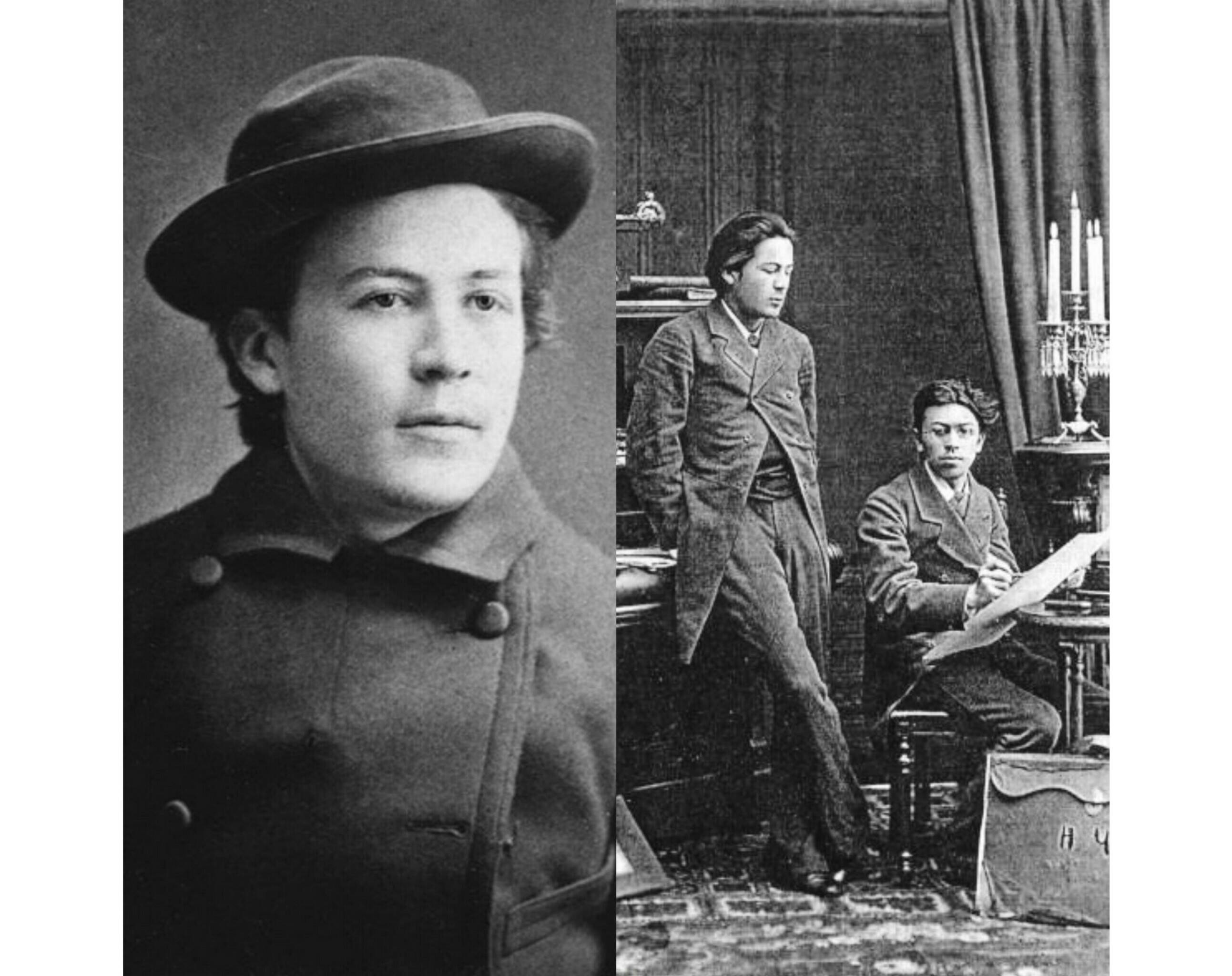 А.П. Чехов в 1882 году, и с братом художником Н.П. Чеховым.