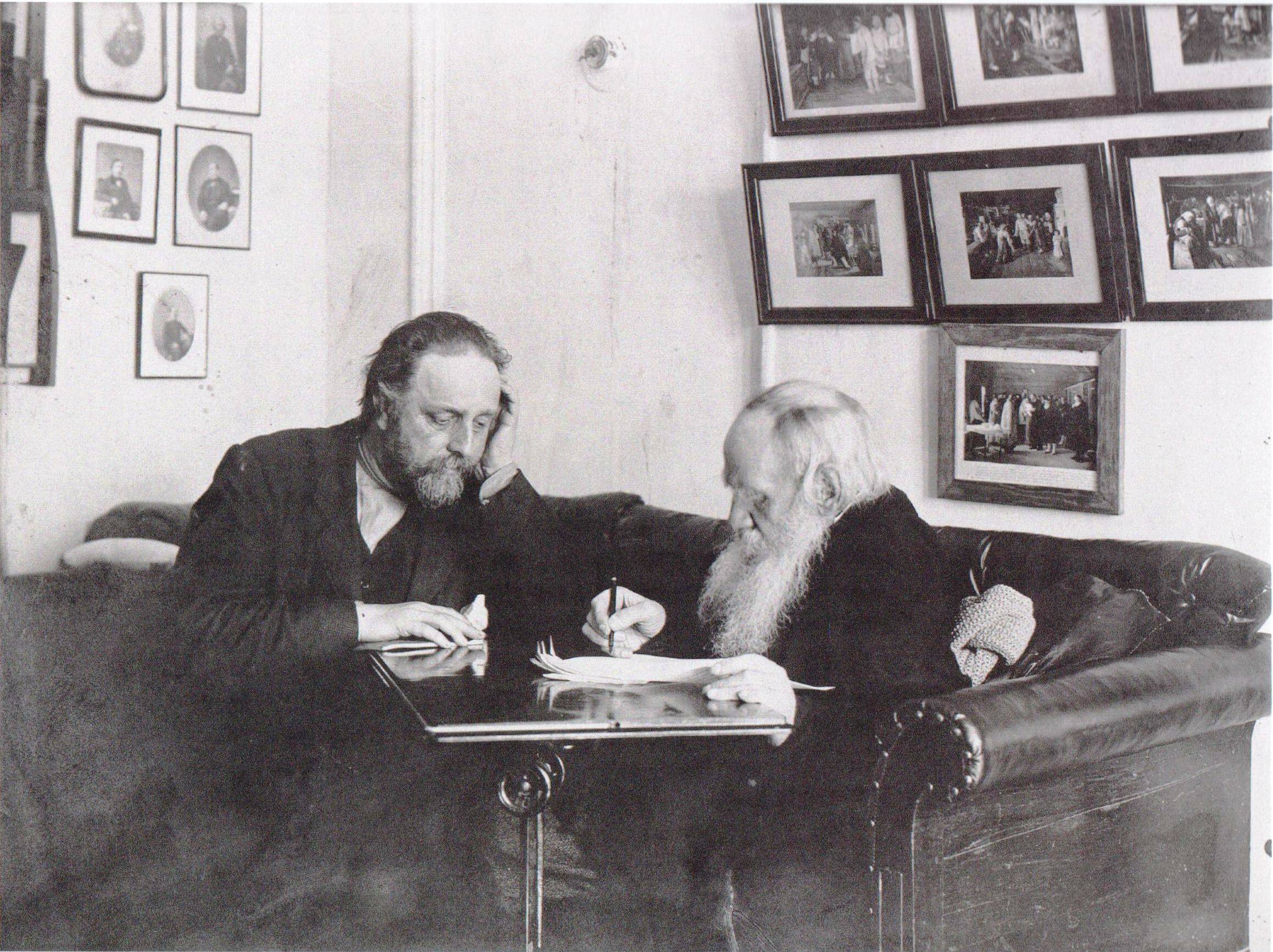 Л.Н. Толстой и В.Г. Чертков. Ясная Поляна. 29 марта 1909 года.