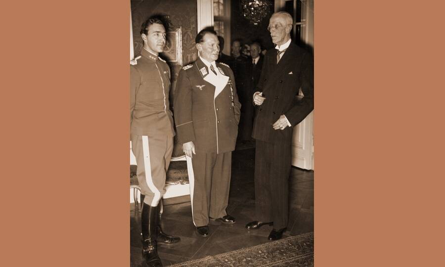 Принц Швеции Густав Адольф, рейхсмаршал Герман Геринг и король Швеции Густав V в Берлине, 1939 год