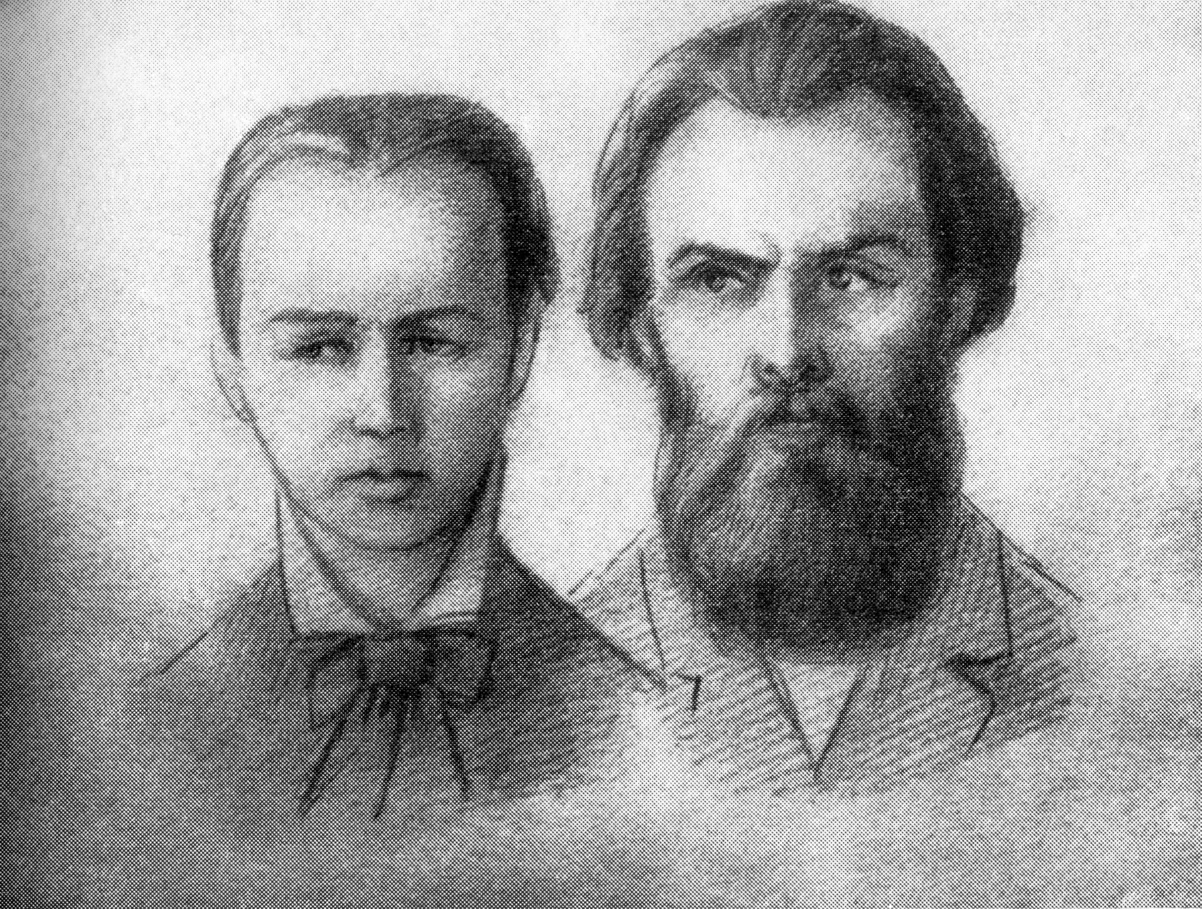 Софья Перовская и Андрей Желябов на процессе первомартовцев