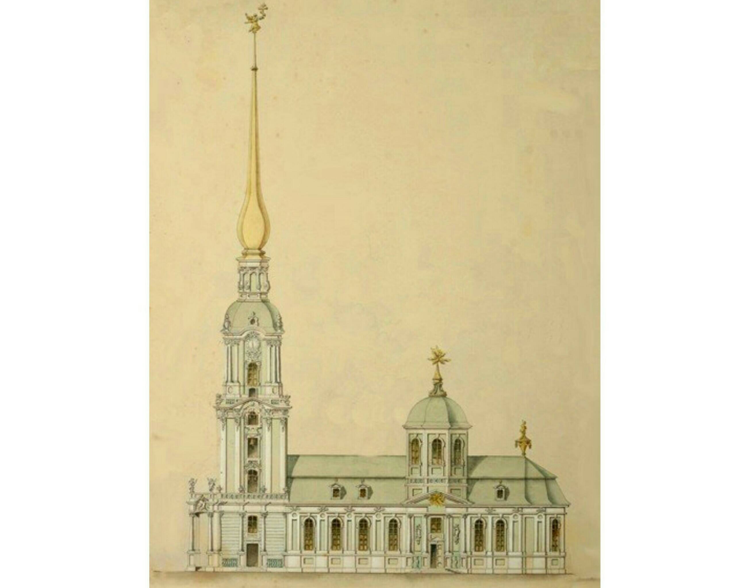 Н.Ф. Гербель. Южный фасад церкви Исаакия Далматского, 1721 год (CC BY 3.0)