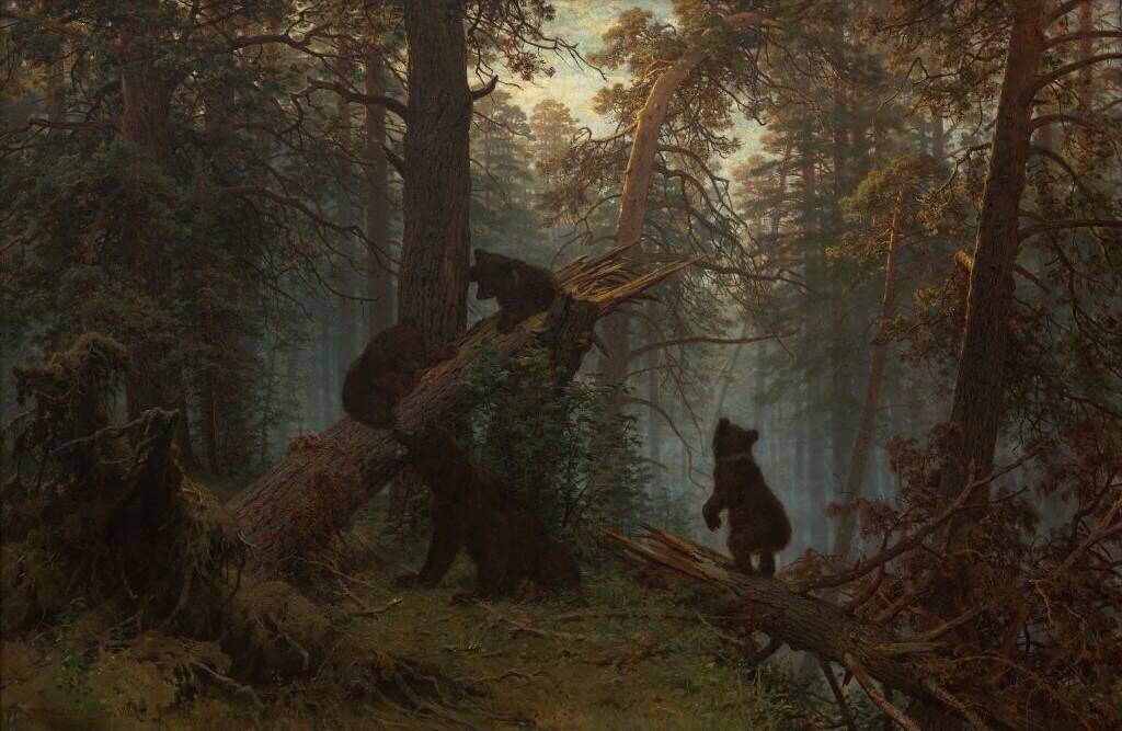 И.И. Шишкин и К.А. Савицкий  «Утро в сосновом лесу», 1889 год. Из собрания Третьяковской галереи