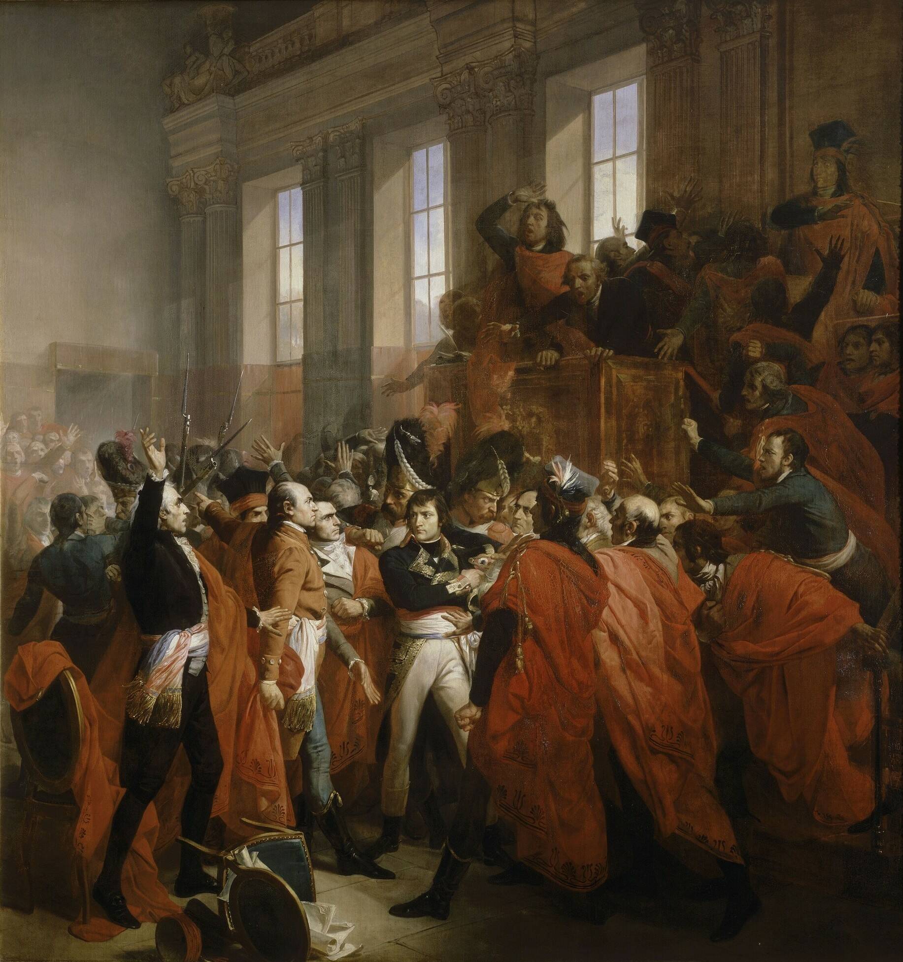 Картина Франсуа Бушо «Наполеон в Совете пятисот 18 брюмера». Версальский дворец.