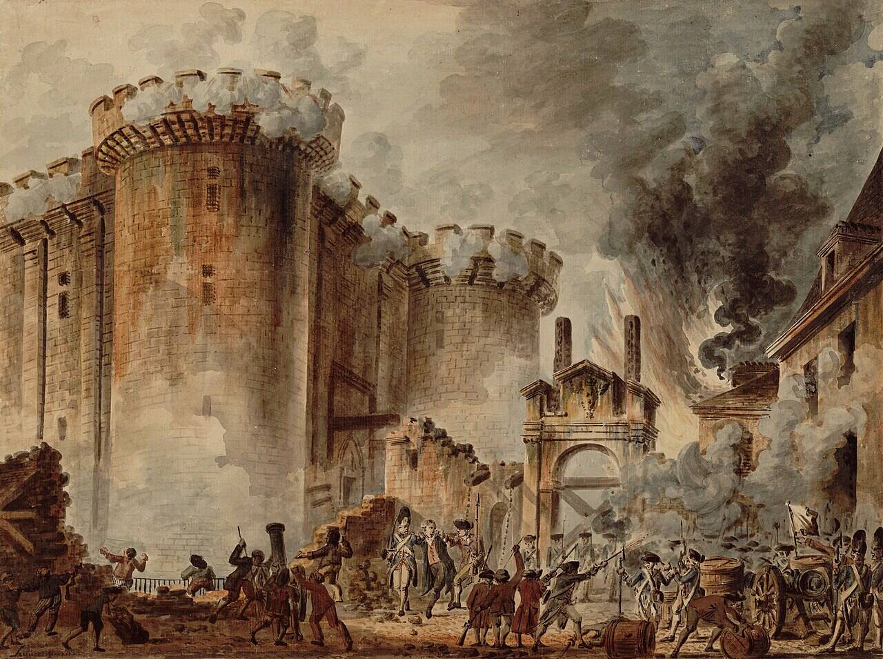 Картина Жана-Пьера Уэля «Взятие Бастилии». 1789 год. Национальная библиотека Франции.