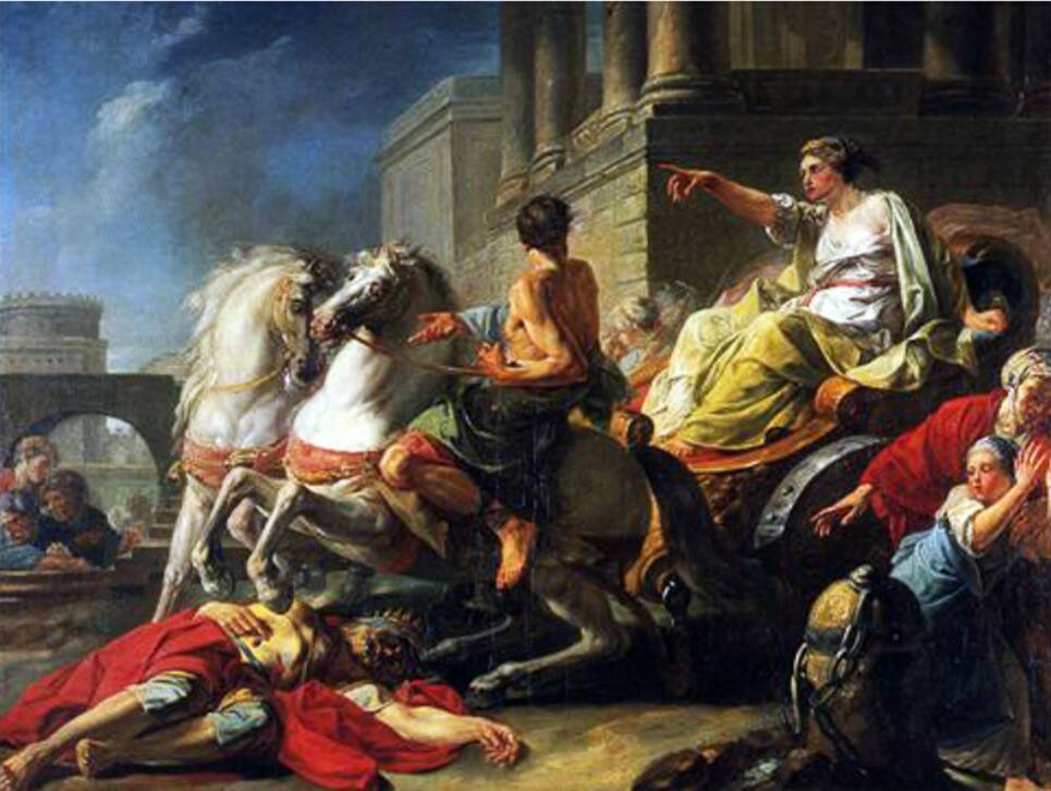 Убийство Сервия Туллия (дочь Туллия переезжает своего отца). Жан Барден, 1765г. 