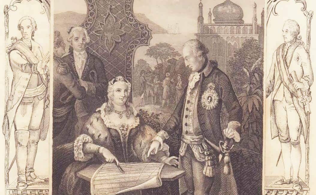 Екатерина II и Иосиф II в Крыму в 1787 году. Гравюра Карла Майера 7841 года. Штутгарт