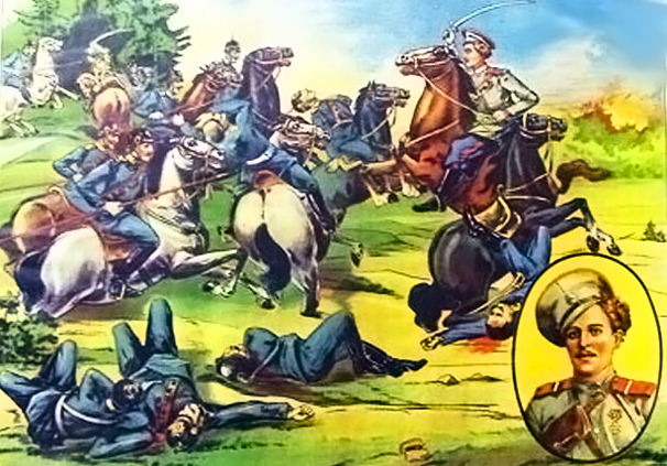 Геройский подвиг донского казака Козьмы Крючкова. Плакат времен Первой мировой войны