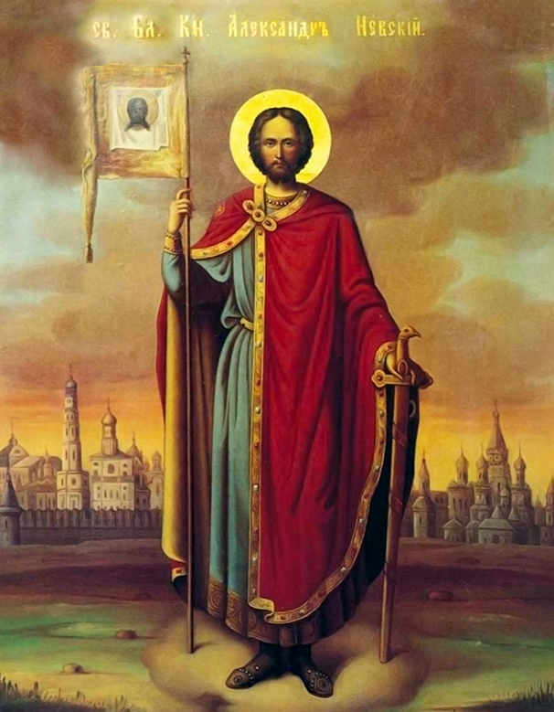 Александр Невский на фоне Московского Кремля. 1889. Икона
