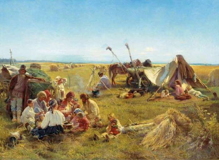 Крестьянские дети в поле.