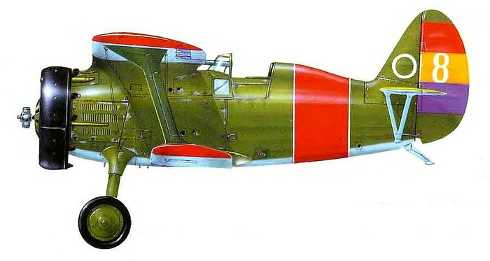 Цветографическая схема истребителя И-15, на котором Михаил Якушин сражался в небе Испании