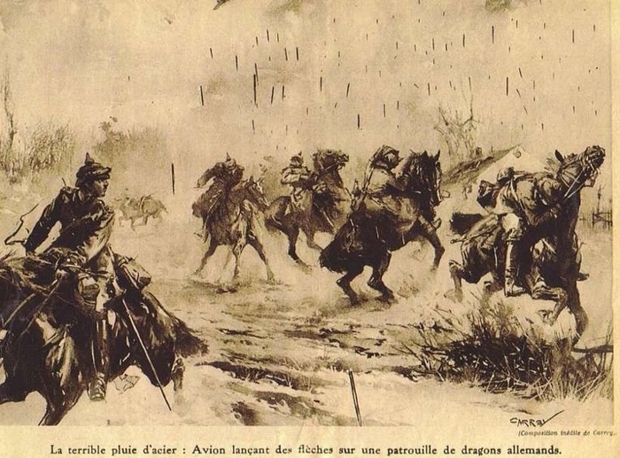 Сброс Флешетт на немецкую кавалерию.