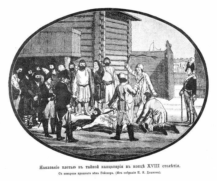 Наказание плетью в Тайной канцелярии в конце XVIII века