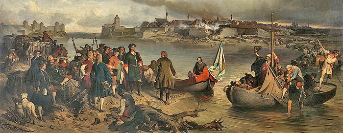 «Взятие Нарвы 9 августа 1704 года». Фрагмент картины художника-баталиста Александра Коцебу, 1864-66 годы