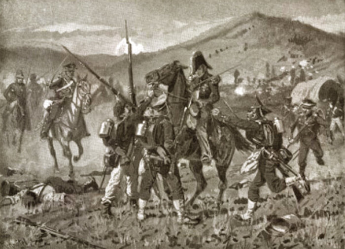 «Пленение французского генерала Вандама русскими егерями в сражении под Кульмом 30 августа 1813 года». Картина художника-баталиста Рихарда Кнётеля, 1901 год