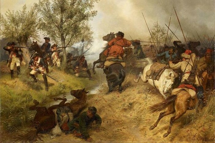 Казаки и калмыки против прусской пехоты