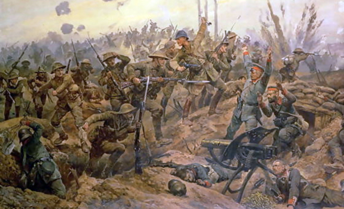Захват британской пехотой немецких позиций