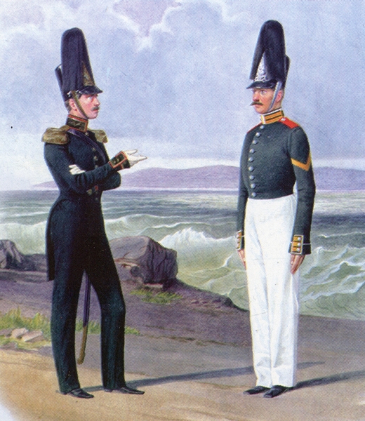 Штаб-офицер артиллерийской команды и матрос ластовой роты Гвардейского экипажа, 1844-1855 гг. 