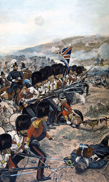 Колдстримский гвардейский полк в Альминском сражении (картина художника Ричарда Катона Вудвилля). Это подразделение стало главным противником Владимирского мушкетерского полка