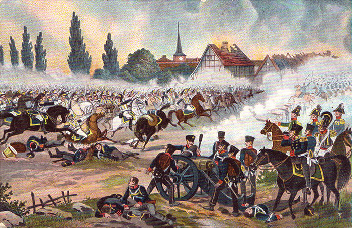 Открытка «Битва при Вахау 16 октября 1813 года», первая половина XIX века