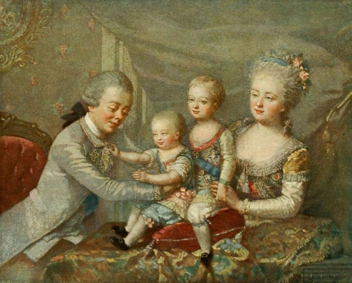 Будущий император Павел Петрович с супругой и сыновьями Александром и Константином. Файл: проект-наследники.