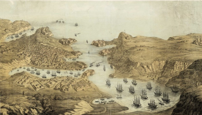 Севастополь. Город, крепость и гавань. Литография, 1850 год