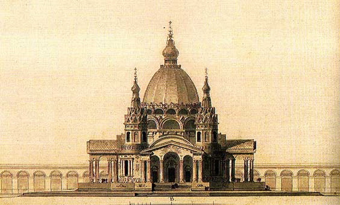 Проект храма Христа Спасителя, представленный на конкурс 1814 года архитектором Андреем Воронихиным