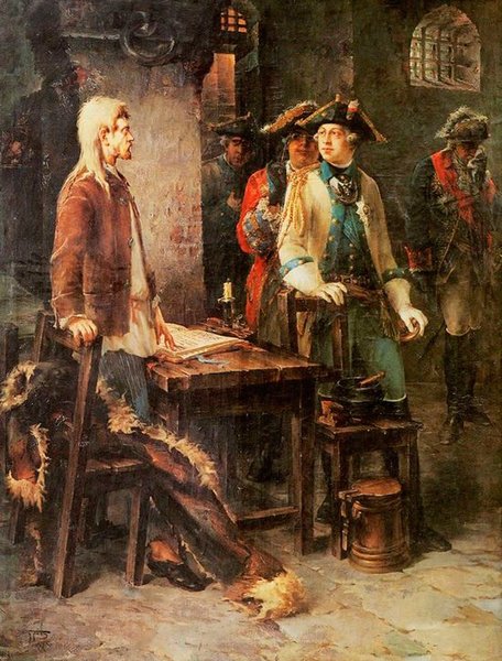 Ф. Буров. Император Петр III посещает Ивана VI Антоновича в Шлиссельбургской крепости