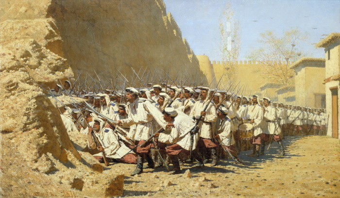 «У крепостной стены. «Пусть войдут». Картина Василия Верещагина, 1871 год