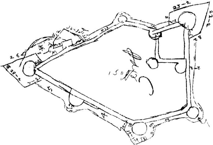 План укрепления крепости Шлиссельбург, нарисованный царем Петром I, с его собственноручными пометками